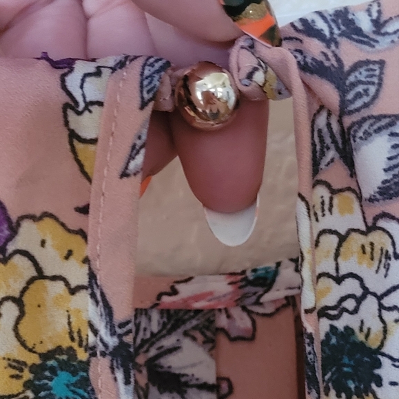 Papermoon Pink and Yellow Floral Blouse With Keyhole Back Size Large - Picture 8 of 14